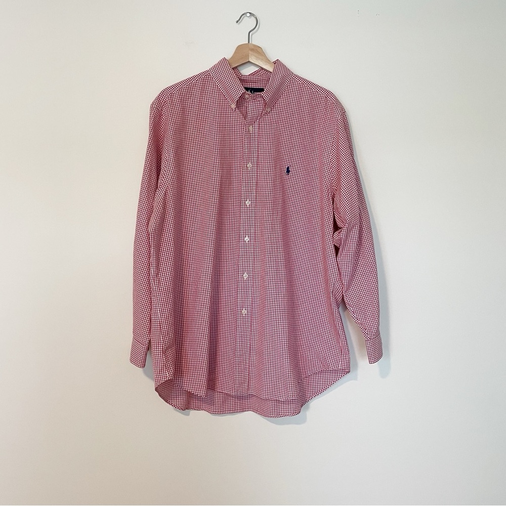 Ralph Lauren • Men’s Red and White Gingham Classic Fit Button Down Shirt